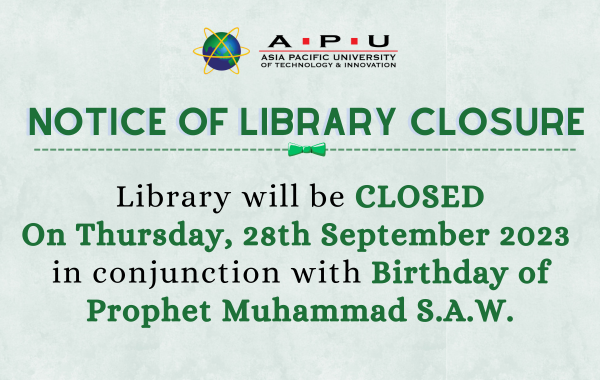 Library Closure : Prophet Muhammad’s Birthday