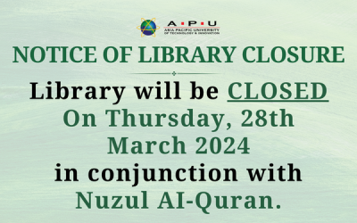 Library Closure: Nuzul Al-Quran 2024