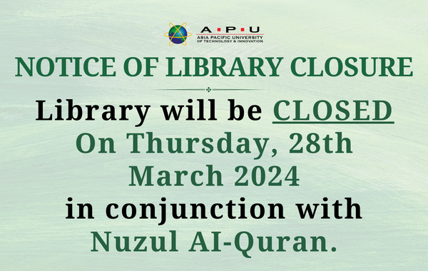 Library Closure: Nuzul Al-Quran 2024