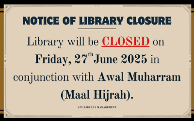 Library Closure : Awal Muharram (Maal Hijrah)