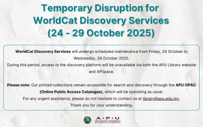 Temporary Disruption for WorldCat Discovery Services (24 – 29 October 2025)